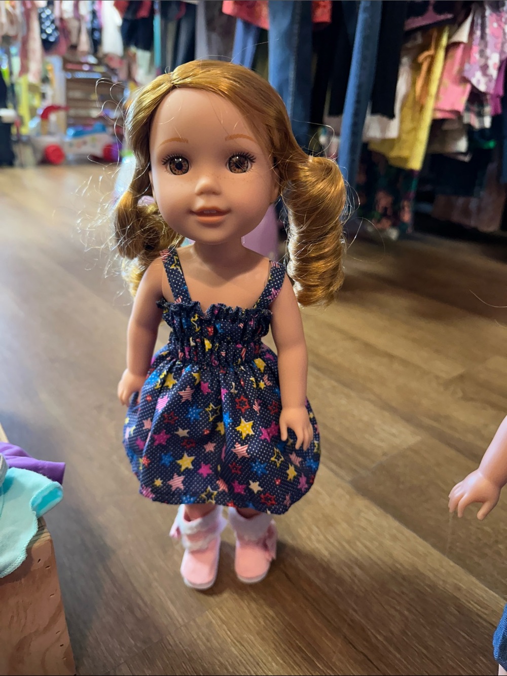 American Girl Navy Star-Print Dress Doll with Pink Boots